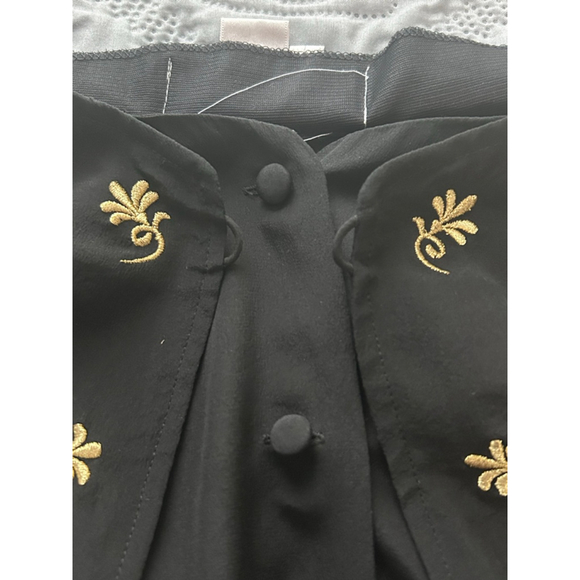 Diane von Furstenberg Black Silk Gold Embroidered Blouse Size S - Picture 7 of 10